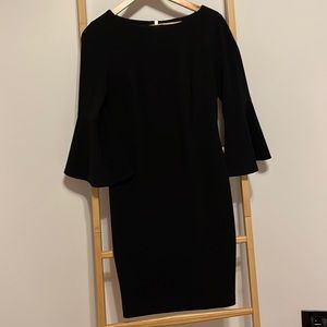 Calvin Klein fitted bell sleeve zip dress